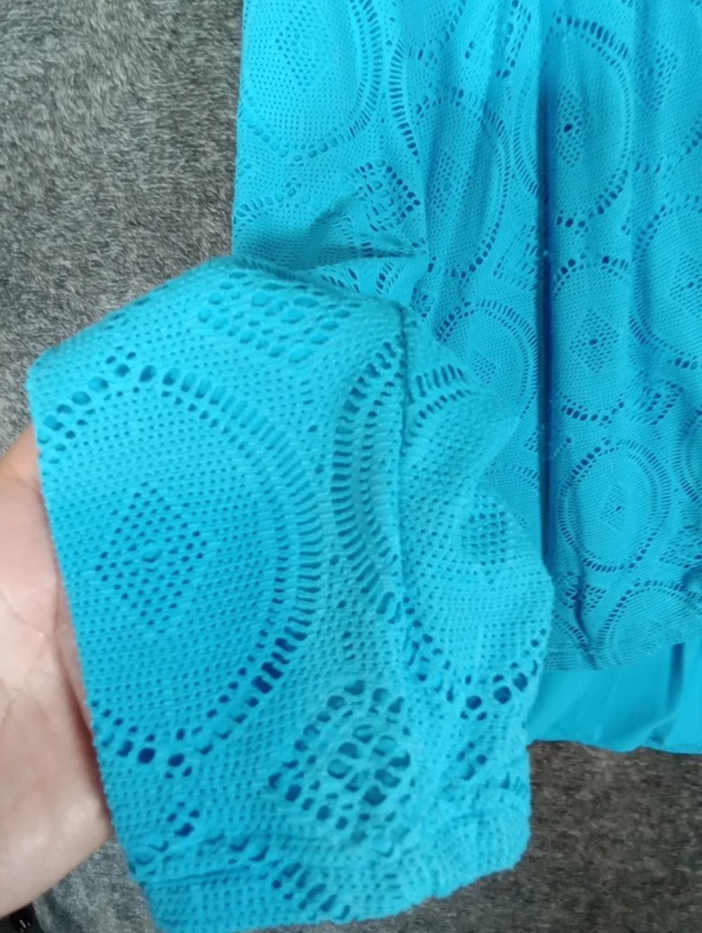 Coolibar Turquoise Open-Front Sun Protection Cardigan Crochet Overlay Womens L